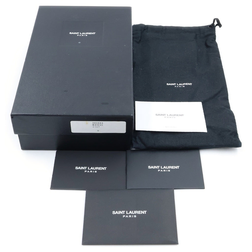 SAINT LAURENT PARIS(サンローランパリ) カサンドラ エンベロープ チェーンウォレット レザー シルバー金具 長財布 ネイビー 393965 レディース