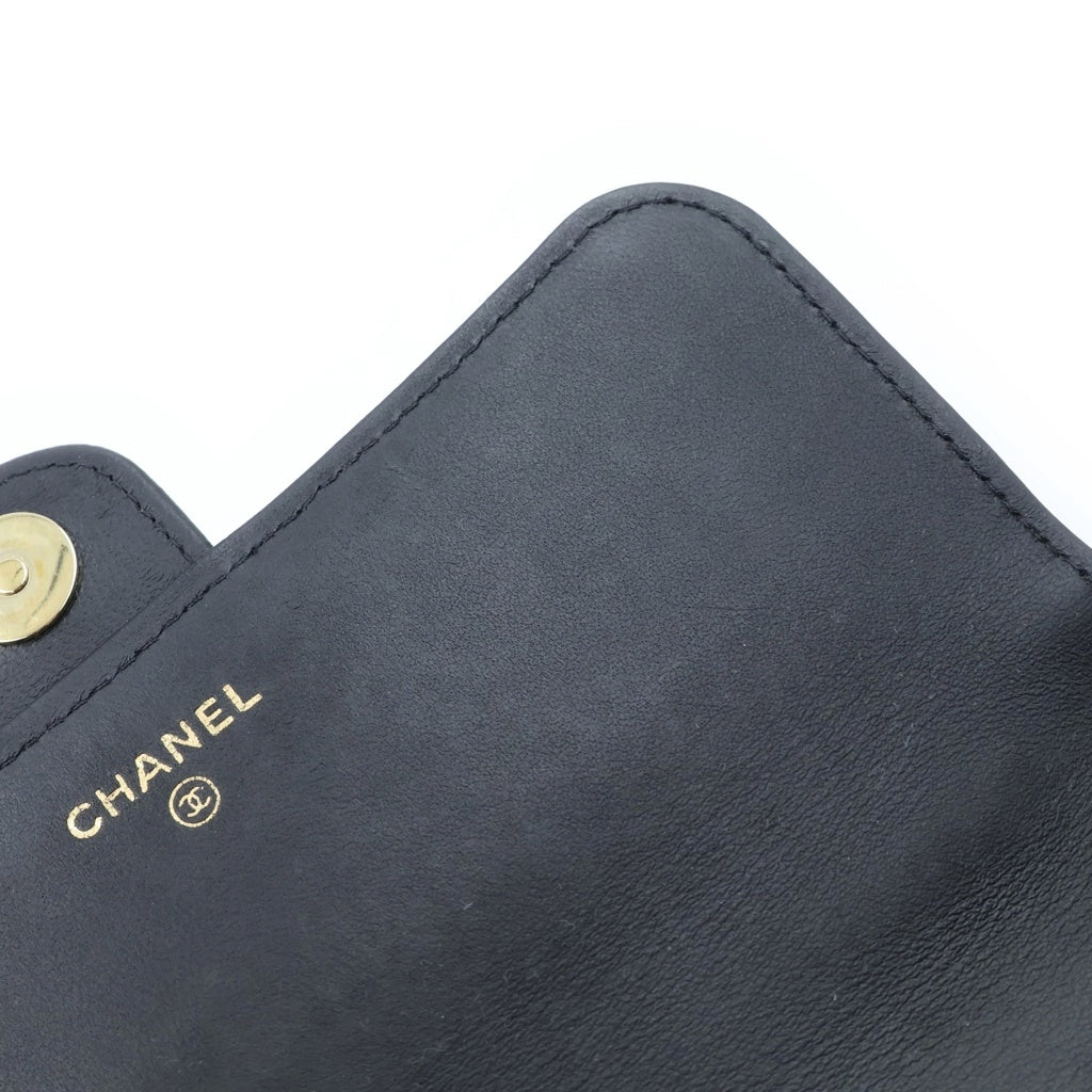 CHANEL(シャネル) マトラッセ チェーンショルダーバッグ ミニフラップフォンケース ブラック ラムスキン AP3226 ゴールド金具 レディース