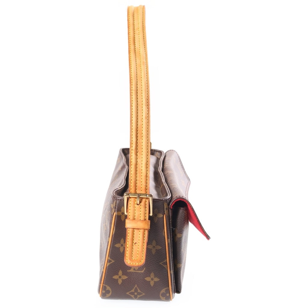 LOUIS VUITTON(ルイヴィトン) モノグラム ヴィヴァシテMM ワンショルダーバッグ ハンドバッグ ブラウン レザー×PVC M51164 ゴールド金具 レディース