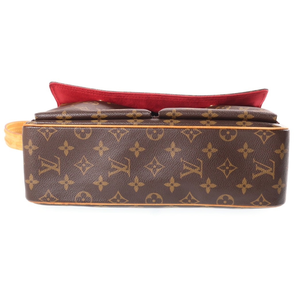 LOUIS VUITTON(ルイヴィトン) モノグラム ヴィヴァシテMM ワンショルダーバッグ ハンドバッグ ブラウン レザー×PVC M51164 ゴールド金具 レディース