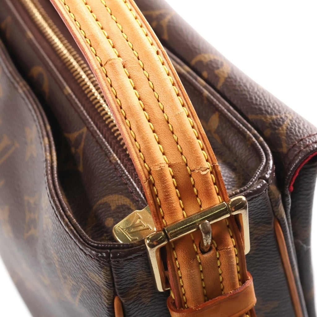 LOUIS VUITTON(ルイヴィトン) モノグラム ヴィヴァシテMM ワンショルダーバッグ ハンドバッグ ブラウン レザー×PVC M51164 ゴールド金具 レディース