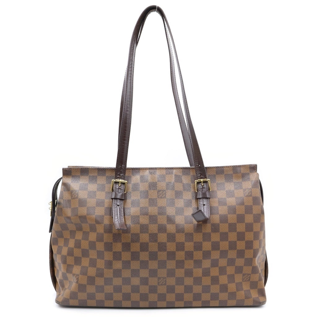LOUIS VUITTON(ルイヴィトン) ダミエ チェルシー ハンドバッグ ボストンバッグ ブラウン レザー×PVC N51119 ゴールド金具