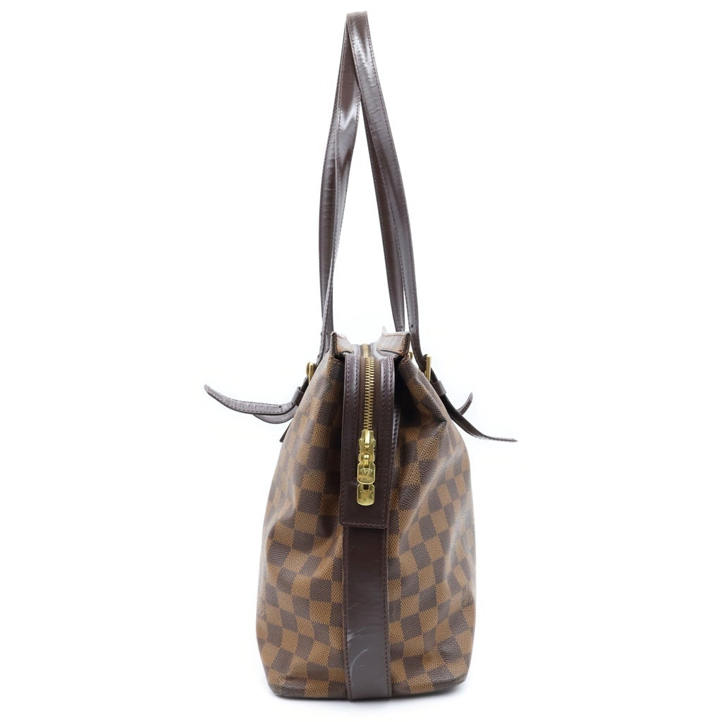 LOUIS VUITTON(ルイヴィトン) ダミエ チェルシー ハンドバッグ ボストンバッグ ブラウン レザー×PVC N51119 ゴールド金具