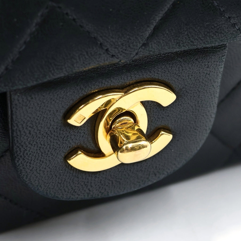 CHANEL(シャネル) マトラッセ25 ダブルフラップ ダブルチェーン ショルダーバッグ ハンドバッグ ブラック ラムスキン ゴールド金具 A01112 レディース