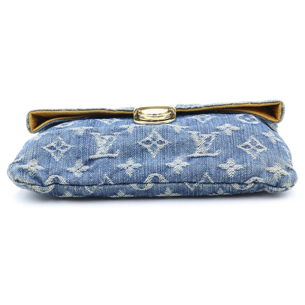 LOUIS VUITTON(ルイヴィトン) モノグラム・デニム ポシェットプラット セカンドバッグ クラッチバッグ ミニポーチ インディゴブルー デニム M95007 ゴールド金具 レディース