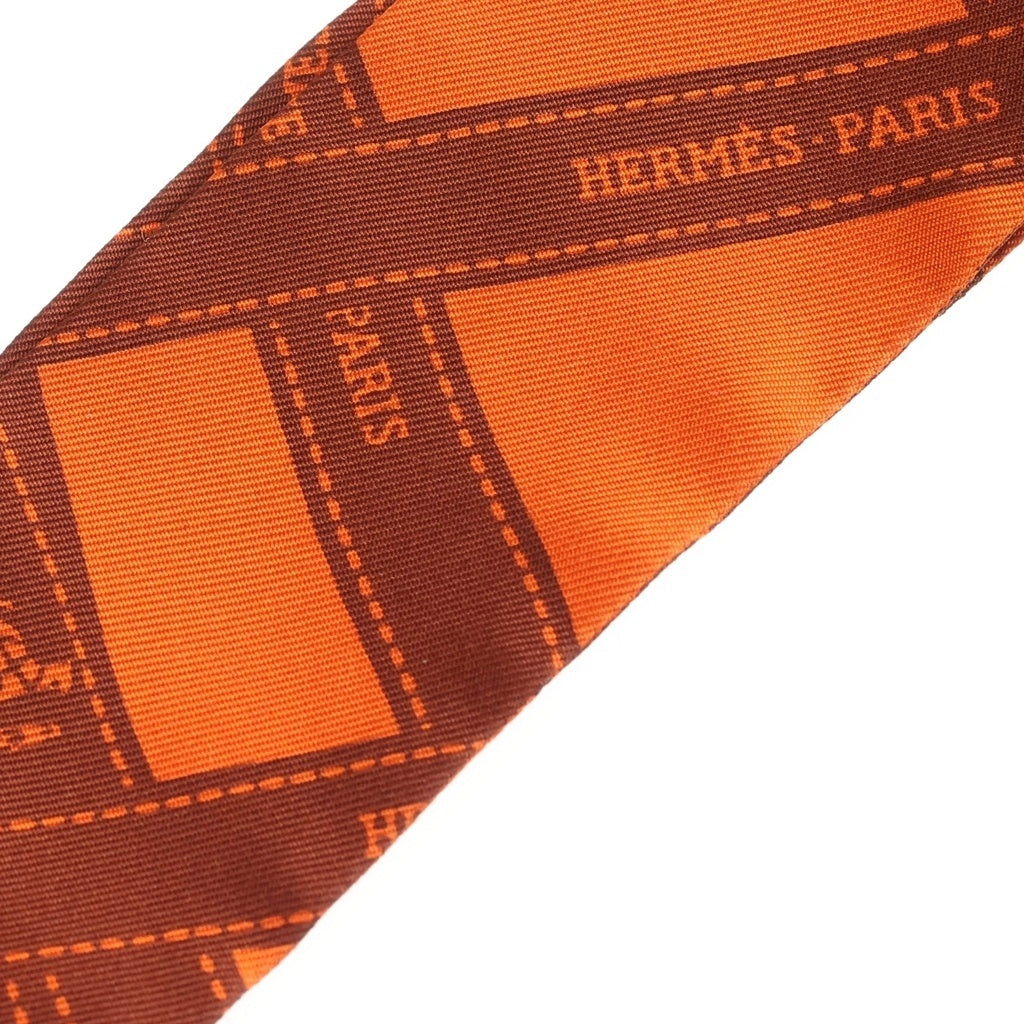 HERMES(エルメス) ツイリー リボン柄 シルクスカーフ オレンジ レディース