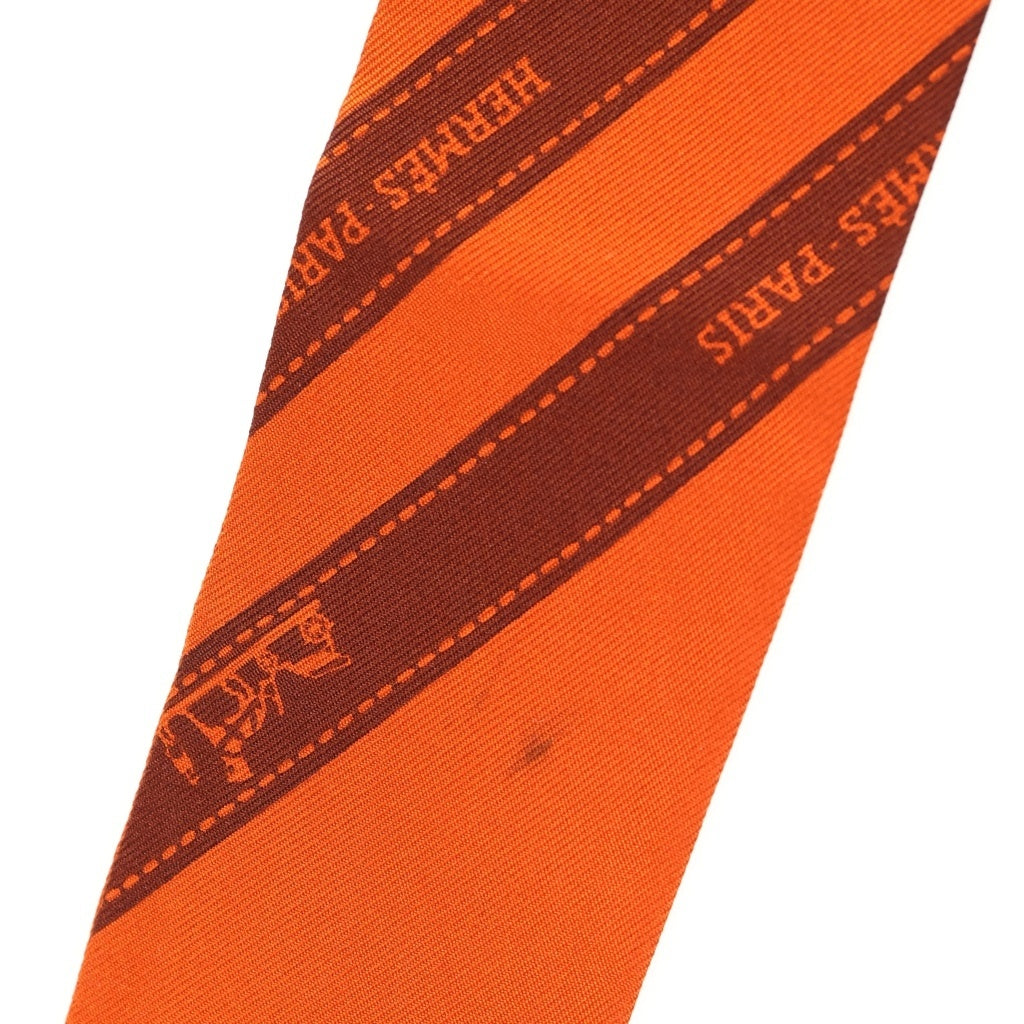 HERMES(エルメス) ツイリー リボン柄 シルクスカーフ オレンジ レディース