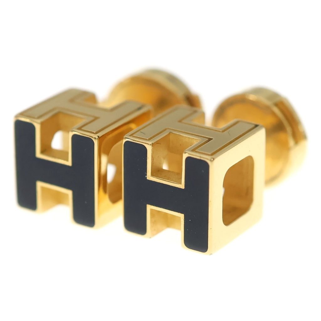 HERMES(エルメス) カージュドアッシュ Hキューブ Hロゴ GP ピアス ブラック/ゴールド レディース