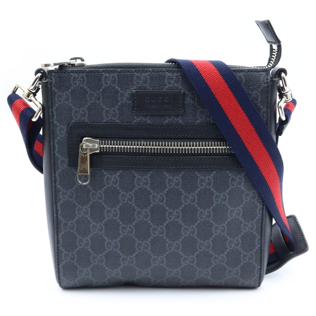 GUCCI(グッチ) GGスプリーム ショルダーバック メッセンジャーバッグ スモール PVC レザー ブラック 523599 レディース