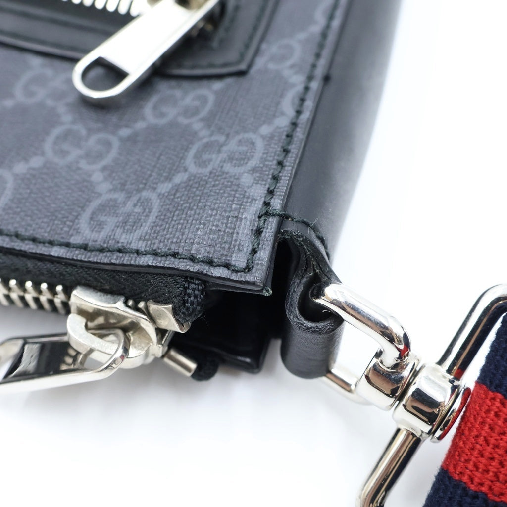 GUCCI(グッチ) GGスプリーム ショルダーバック メッセンジャーバッグ スモール PVC レザー ブラック 523599 レディース