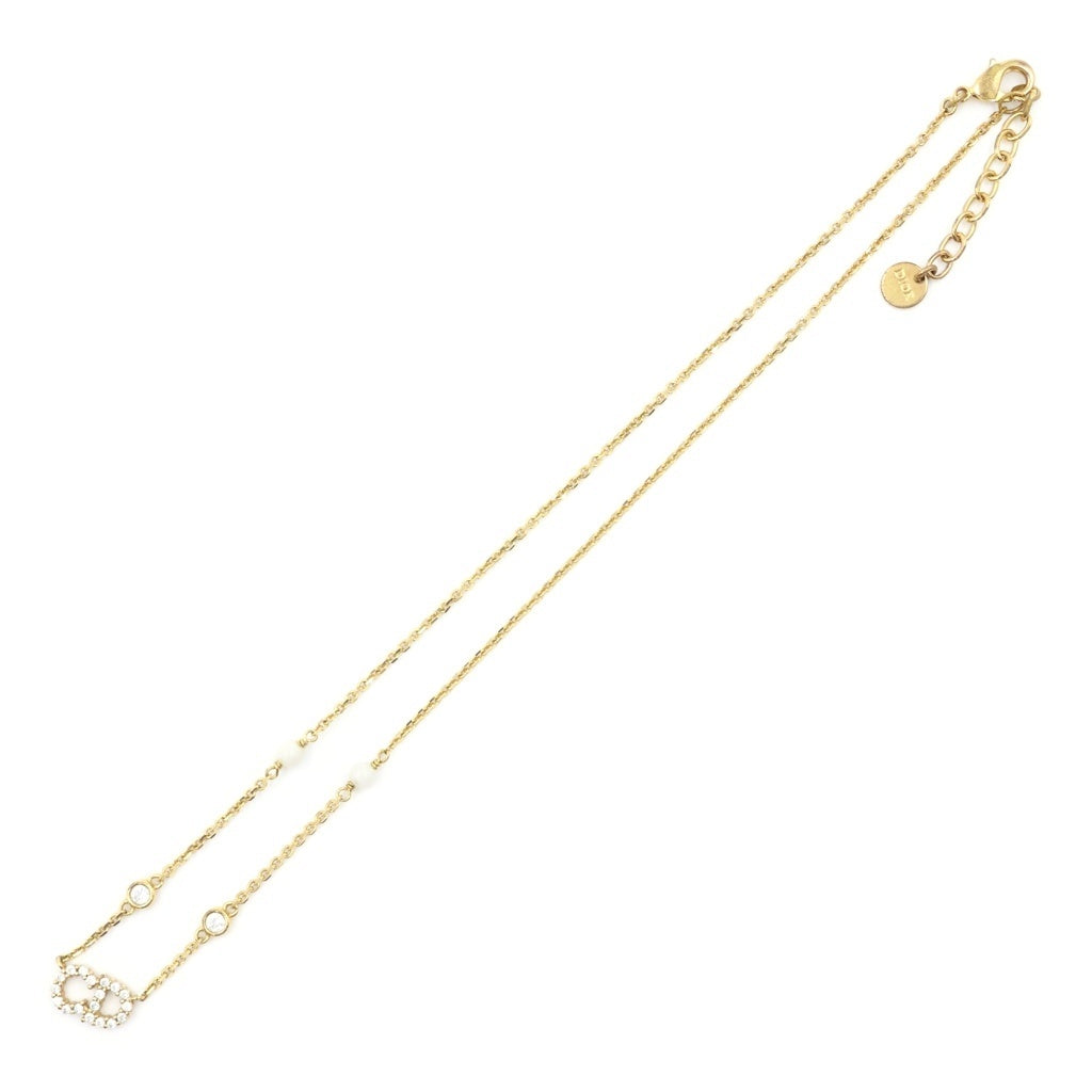 Christian Dior(クリスチャンディオール) Clair D Lune クレール ディー リュヌ ラインストーンCDロゴネックレス ゴールド レディース