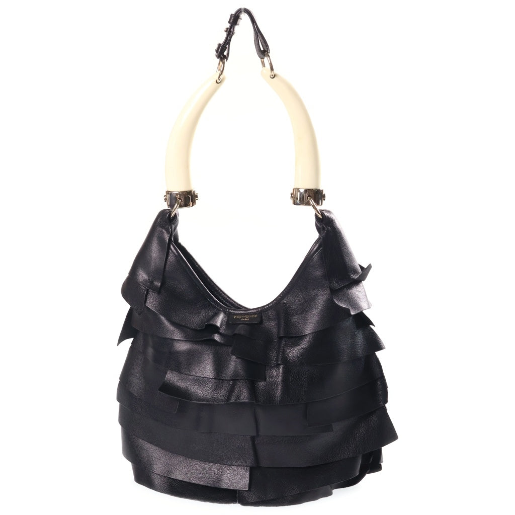 YVES SAINT LAURENT(イヴサンローラン) サントロペ モンバサ レザー ホーボーバッグ ショルダーバッグ ハンドバッグ ブラック レディース