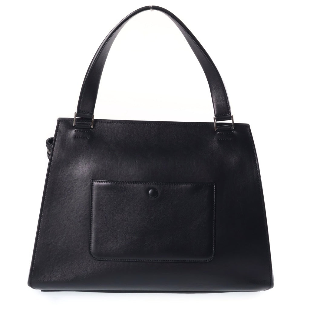 CELINE(セリーヌ) エッジ ハンドバッグ ブラック×ホワイト レザー ゴールド金具 レディース