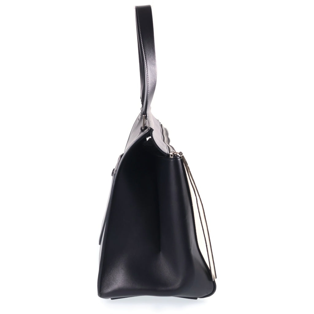 CELINE(セリーヌ) エッジ ハンドバッグ ブラック×ホワイト レザー ゴールド金具 レディース