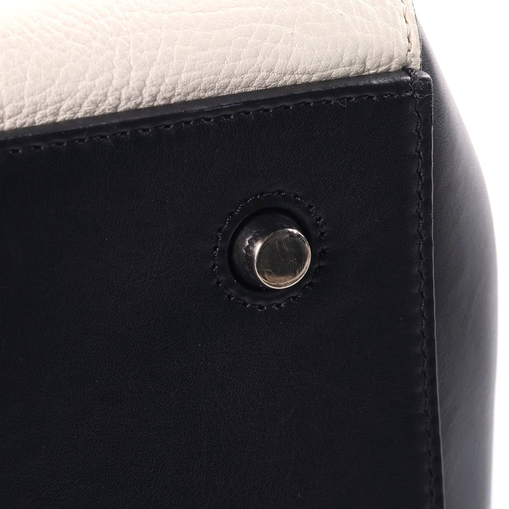 CELINE(セリーヌ) エッジ ハンドバッグ ブラック×ホワイト レザー ゴールド金具 レディース