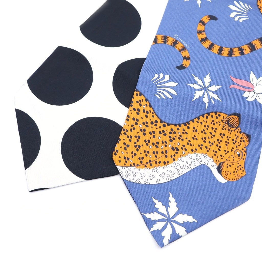 HERMES(エルメス) LES LEOPARDS マキシツイリー ツイルアップ スカーフ ブルー レディース