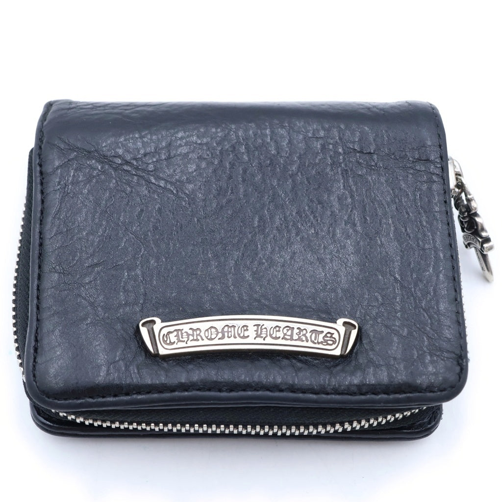 CHROME HEARTS(クロムハーツ) SQ ZIP BILL スクエアジップビル レザーウォレット 財布 ブラック レザー BCA376