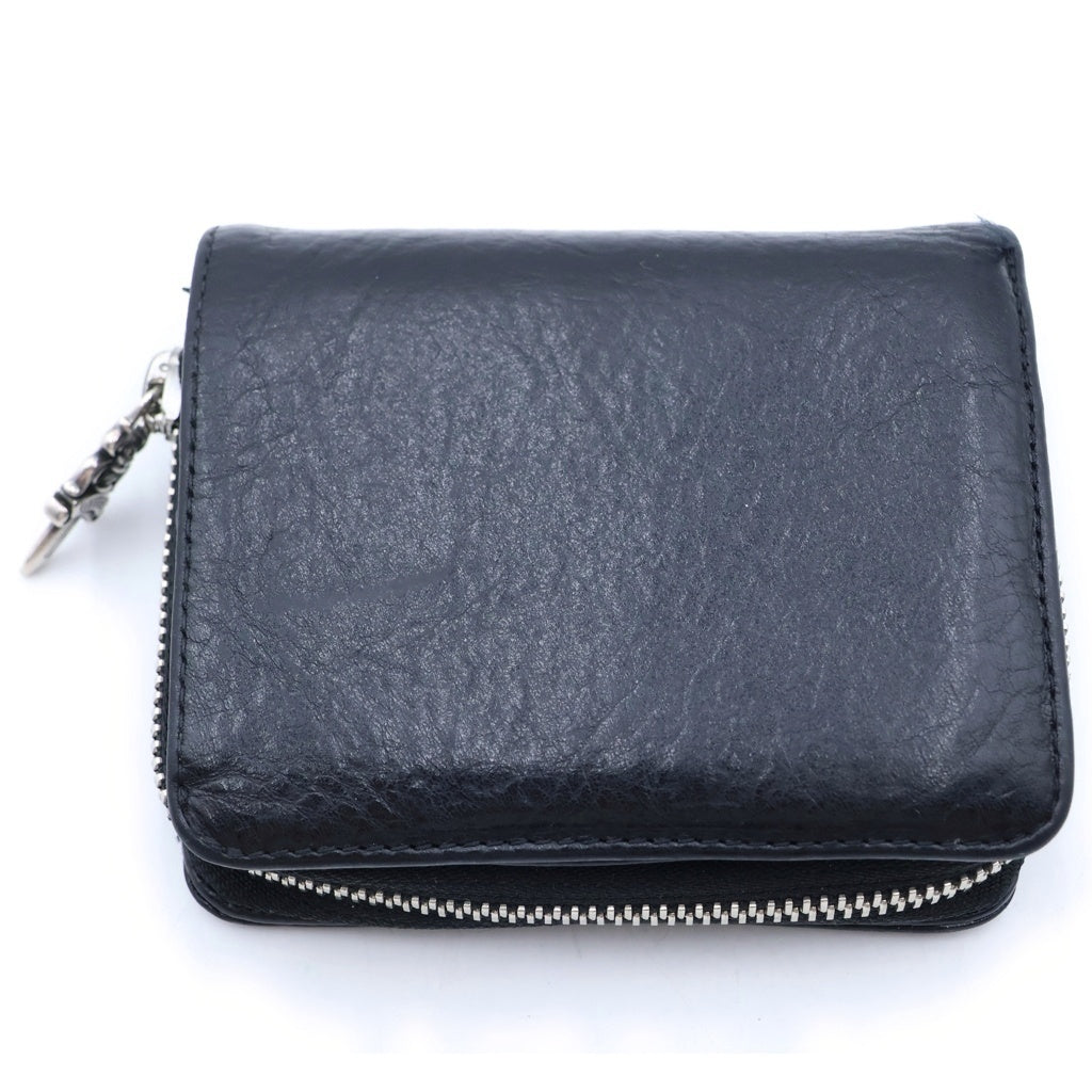CHROME HEARTS(クロムハーツ) SQ ZIP BILL スクエアジップビル レザーウォレット 財布 ブラック レザー BCA376