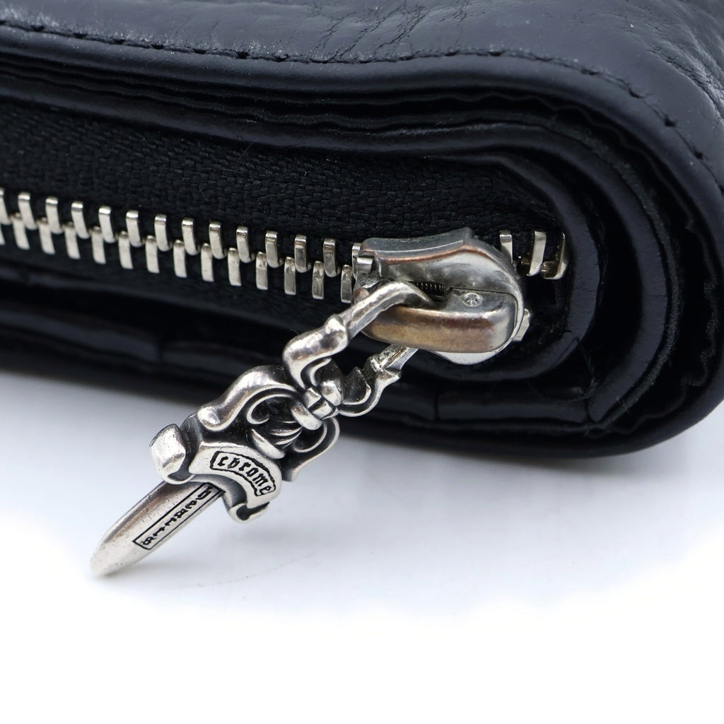 CHROME HEARTS(クロムハーツ) SQ ZIP BILL スクエアジップビル レザーウォレット 財布 ブラック レザー BCA376