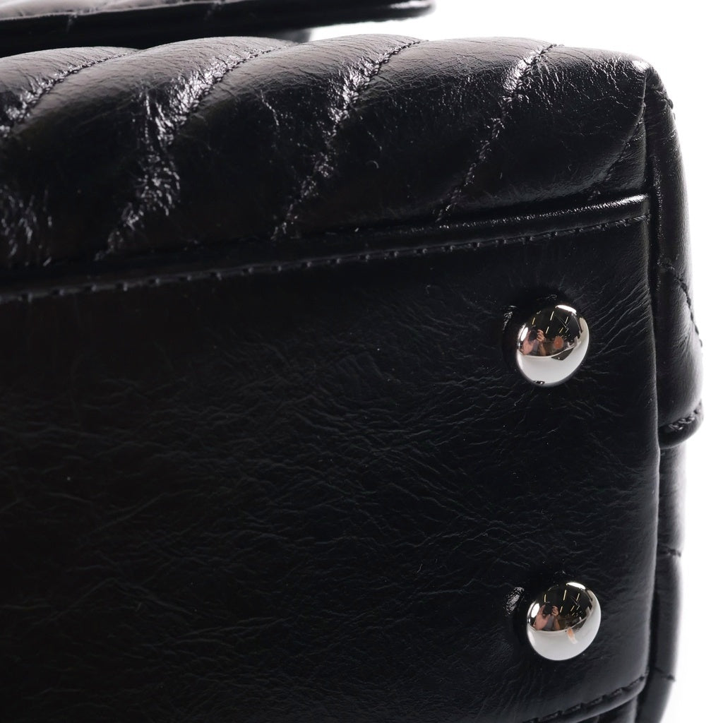 CHANEL(シャネル) シェブロン ココハンドル24 2WAYハンドバッグ ショルダーバッグ ミニバッグ ブラック シャイニーカーフスキン A92990 シリアルプレート ガンメタ金具 レディース