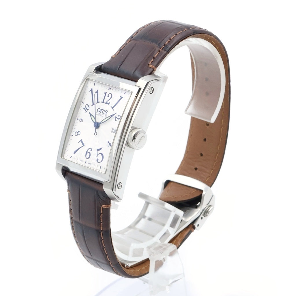 ORIS(オリス) レクタンギュラーデイト 白文字盤 SS/AT 革ベルト 7657