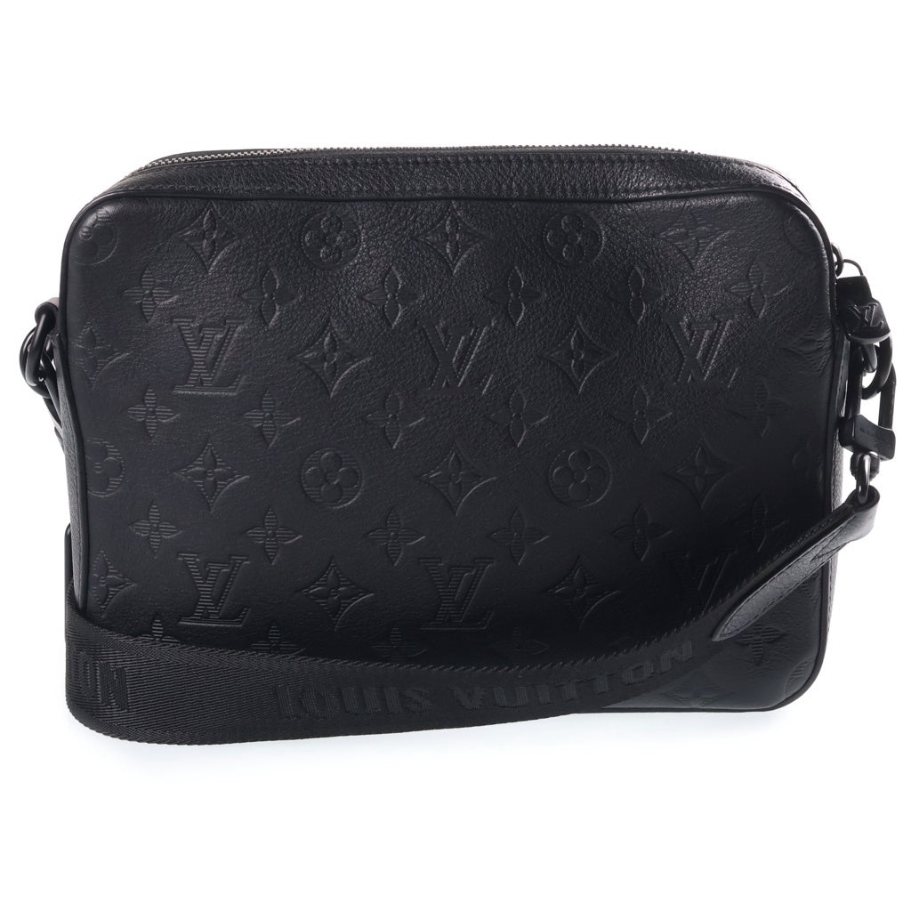 LOUIS VUITTON(ルイヴィトン) モノグラムシャドウ トリオ メッセンジャー ショルダーバッグ PVC レザー ブラック M46602 RFID レディース