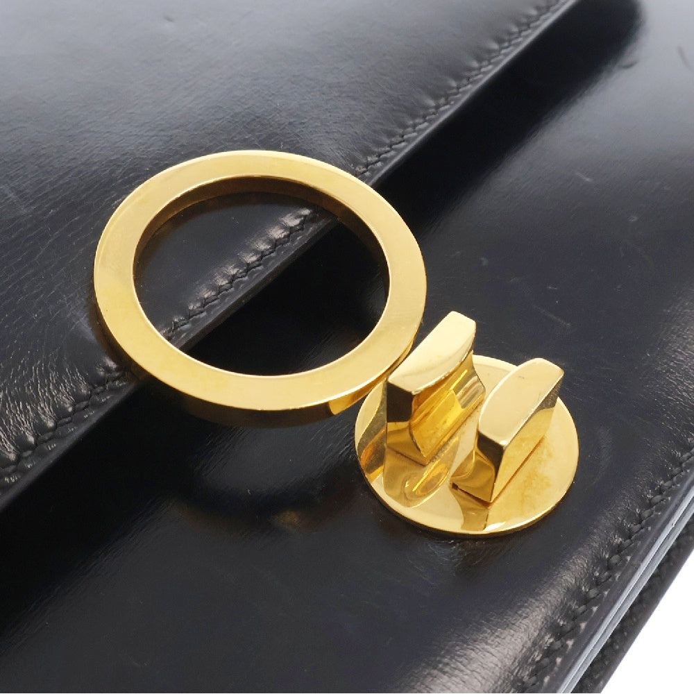 HERMES(エルメス) リングドゥ ショルダーバッグ 斜め掛け ブラック ボックスカーフ ゴールド金具
