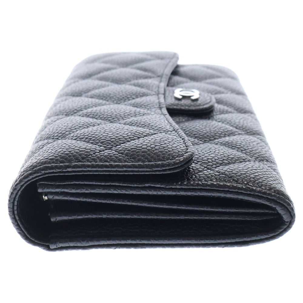 CHANEL(シャネル) マトラッセ ココマーク 長財布 キャビアスキン ロングウォレット シルバー金具 ブラック シルバー金具 AP0241