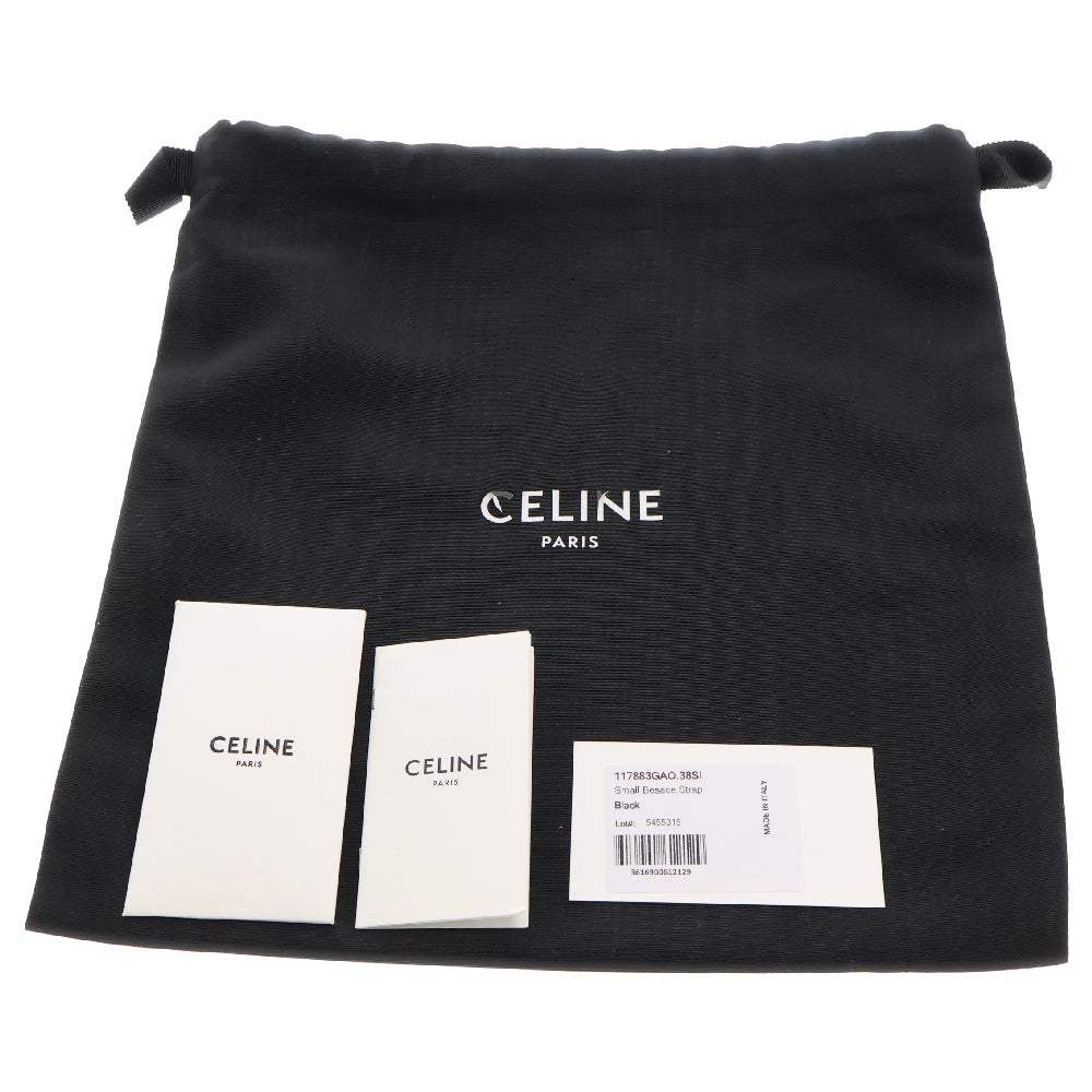 CELINE(セリーヌ) Small Besace Strap スモール ブザス ストラップ トリオンフ カーフスキン ショルダーバッグ ブラック レディース 117883GAO.38SI