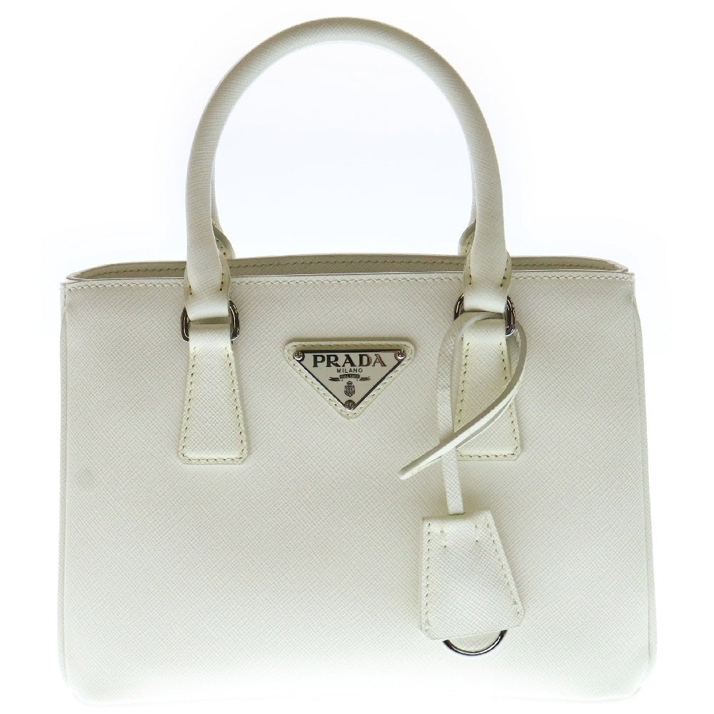PRADA(プラダ) ガレリア サフィアーノレザー スモール ハンドバッグ ショルダーバッグ 2WAY ホワイト レザー 1BA296