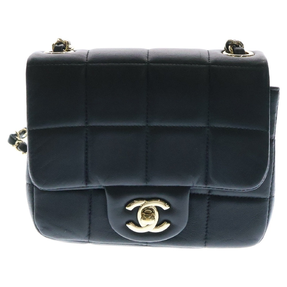 CHANEL(シャネル) ココマーク チョコバー キューブチャーム ラムスキン チェーンショルダーバッグ ブラック AS3744
