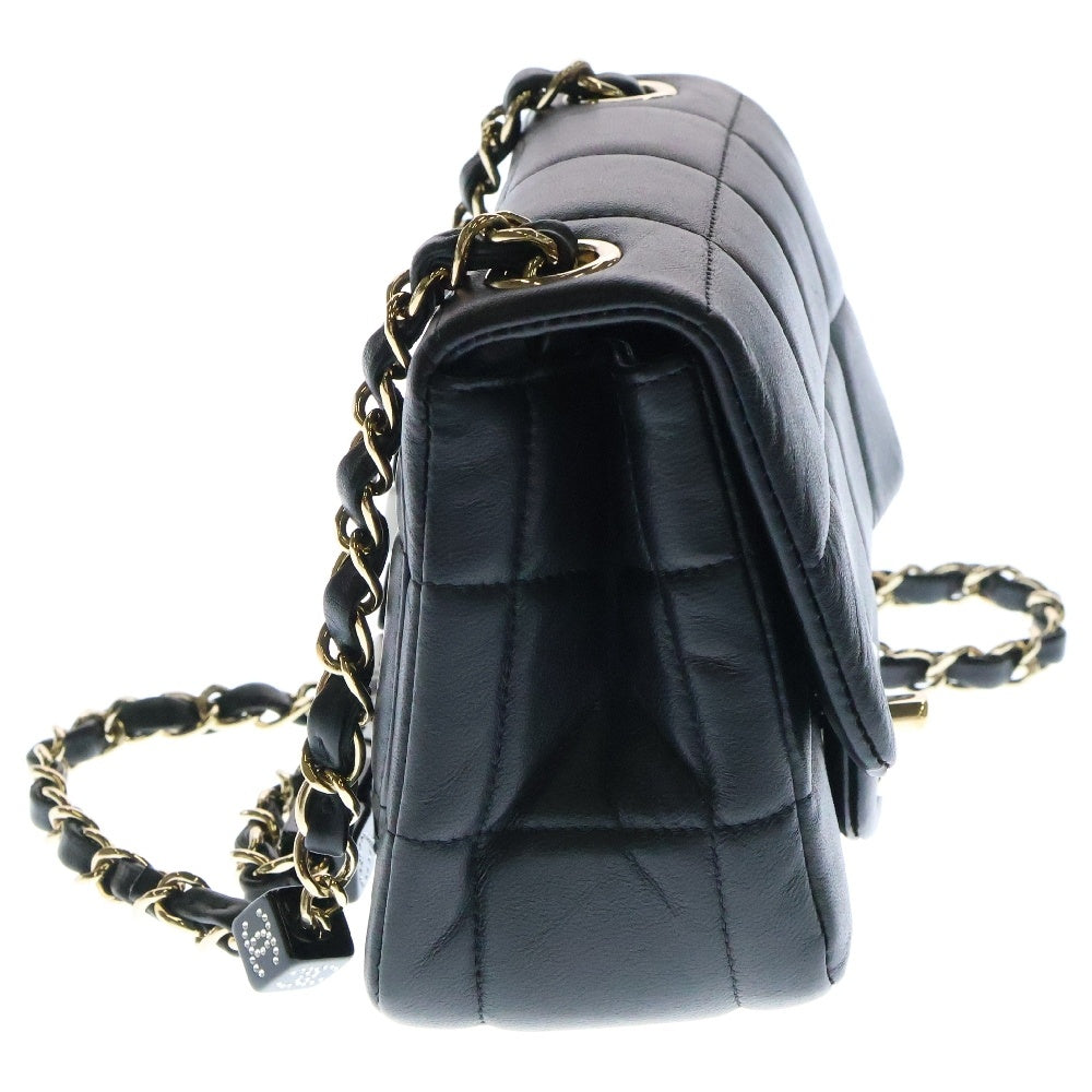 CHANEL(シャネル) ココマーク チョコバー キューブチャーム ラムスキン チェーンショルダーバッグ ブラック AS3744