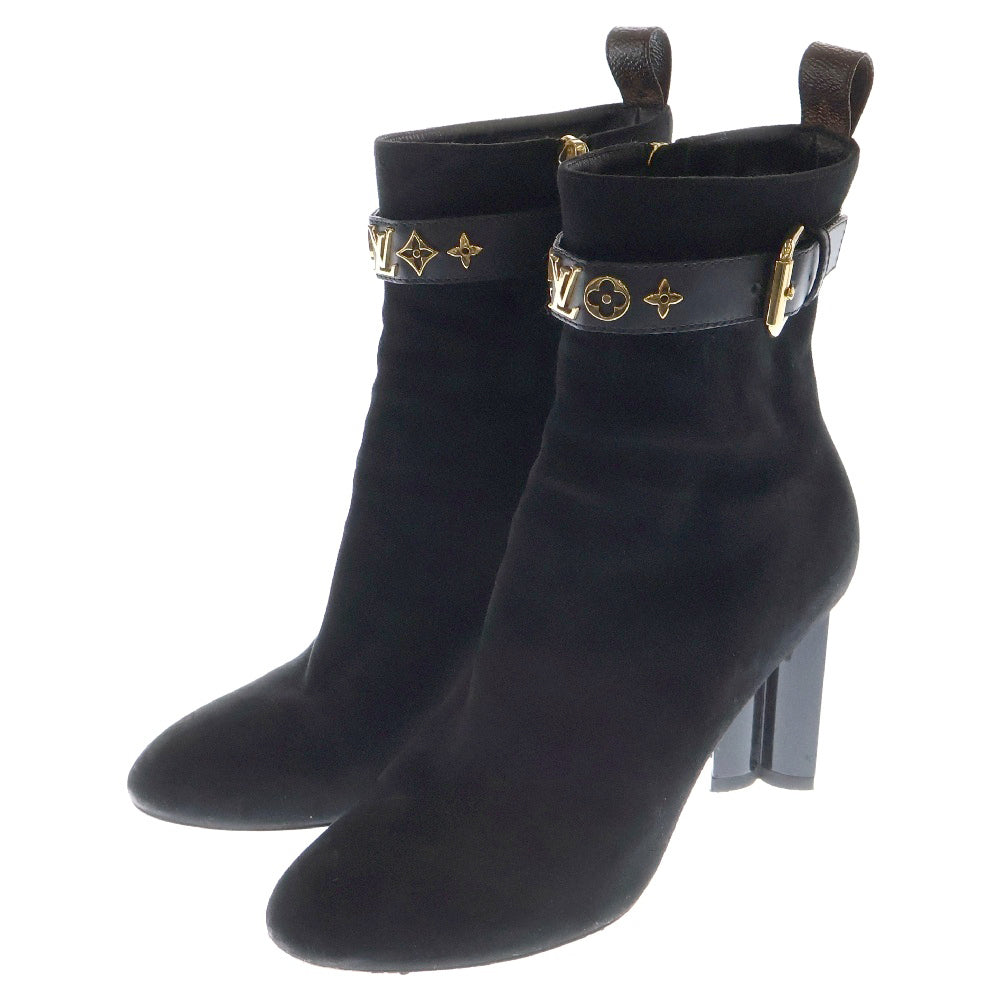 LOUIS VUITTON(ルイヴィトン) シルエットラインLV スエードアンクルブーツ ブラック レディース 1A695P