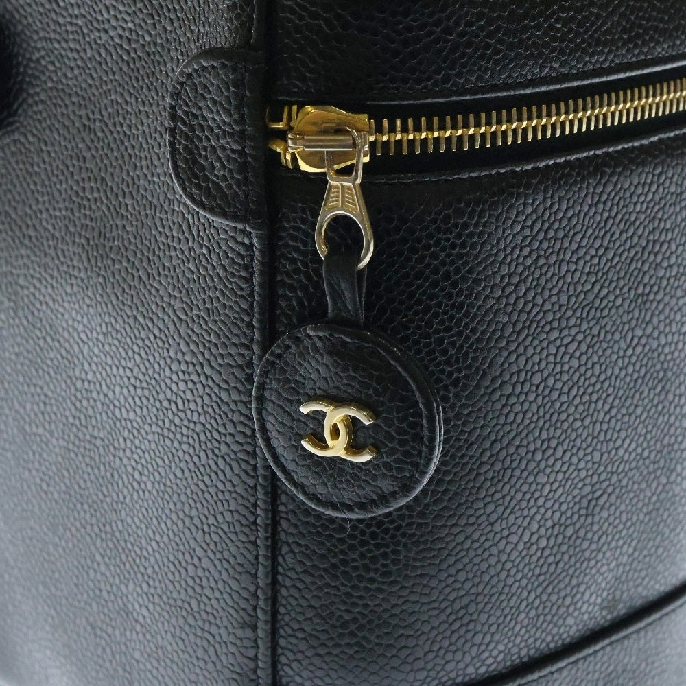 CHANEL(シャネル) ココマーク バニティバッグ 化粧ポーチ メイクポーチ 収納 キャビアスキン レザー ブラック ゴールド金具