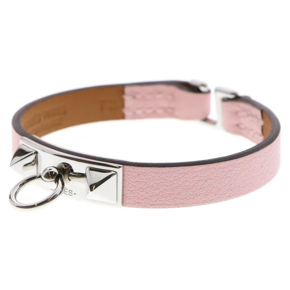 HERMES(エルメス) リヴァル ミニ ブレスレット ピンク×シルバー シルバー金具 レザー