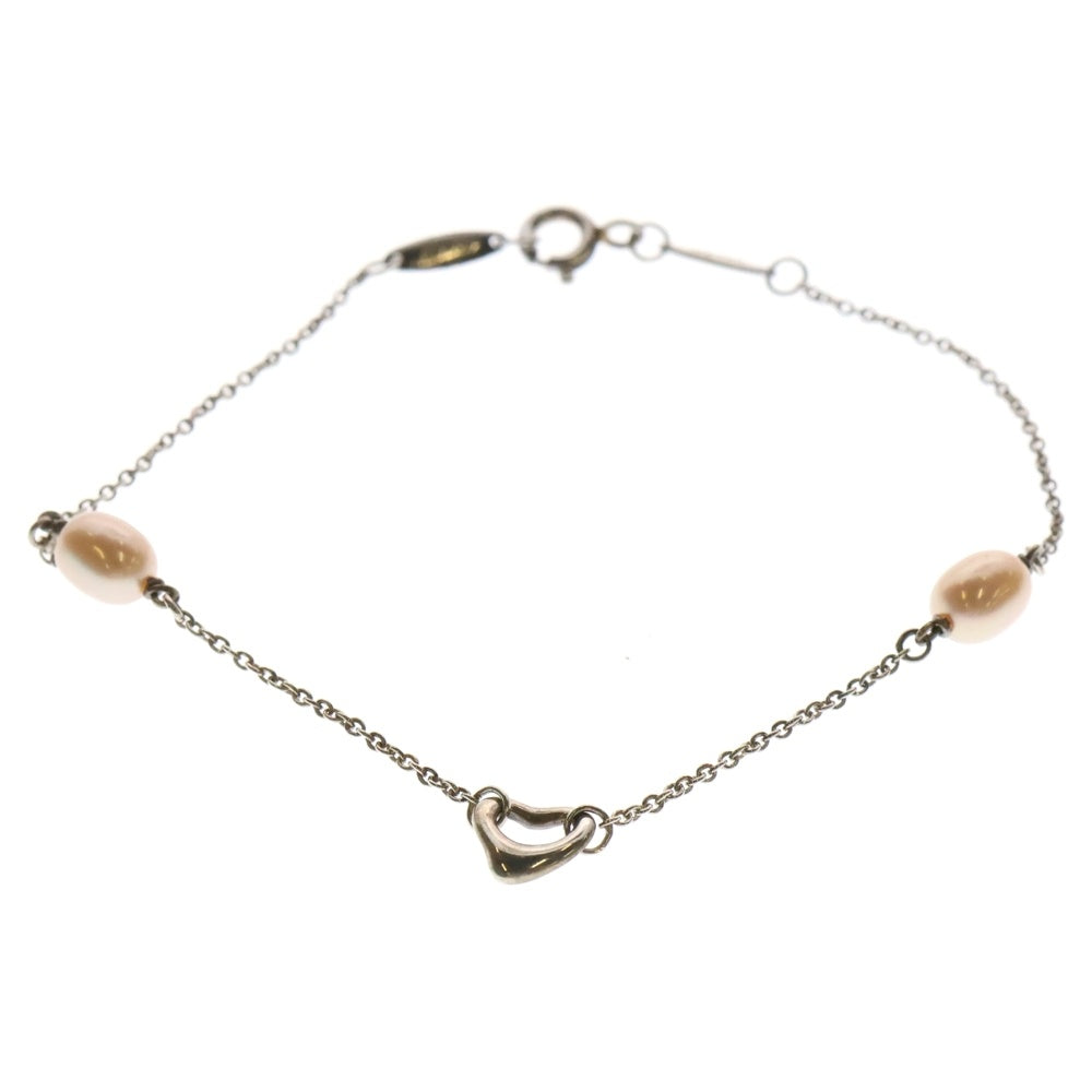 TIFFANY & Co.(ティファニー) オープンハート パール ブレスレット 925 シルバー×ピンク