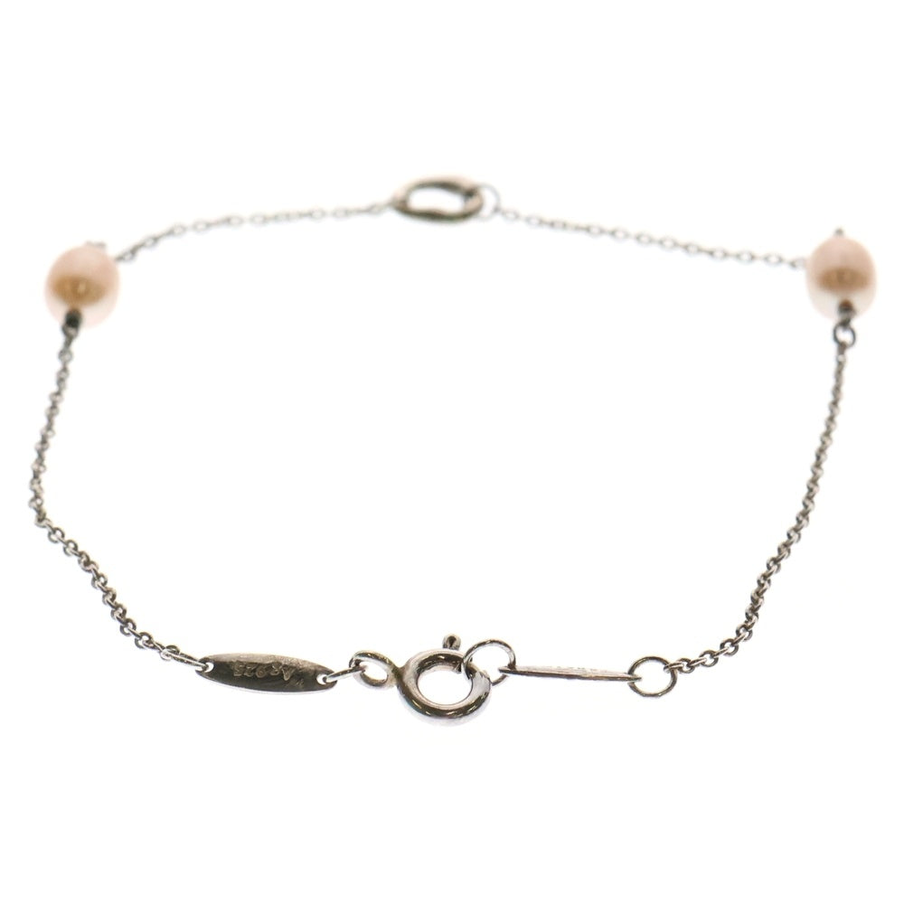 TIFFANY & Co.(ティファニー) オープンハート パール ブレスレット 925 シルバー×ピンク