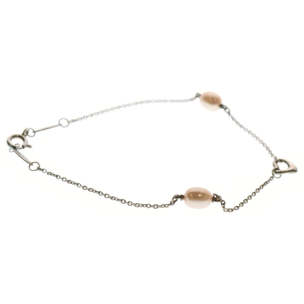 TIFFANY & Co.(ティファニー) オープンハート パール ブレスレット 925 シルバー×ピンク