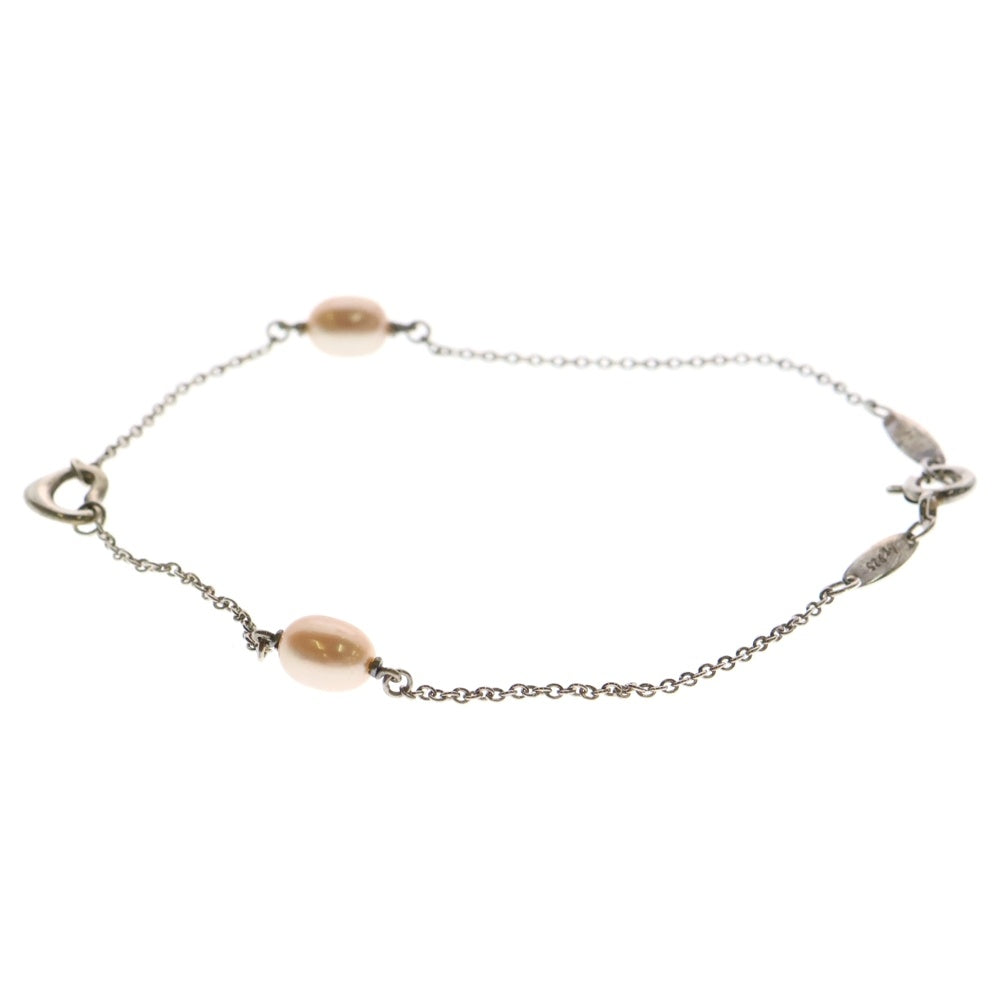TIFFANY & Co.(ティファニー) オープンハート パール ブレスレット 925 シルバー×ピンク