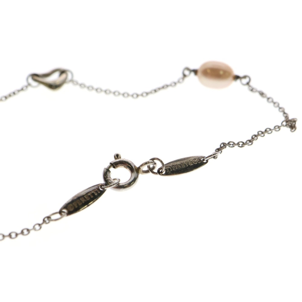 TIFFANY & Co.(ティファニー) オープンハート パール ブレスレット 925 シルバー×ピンク