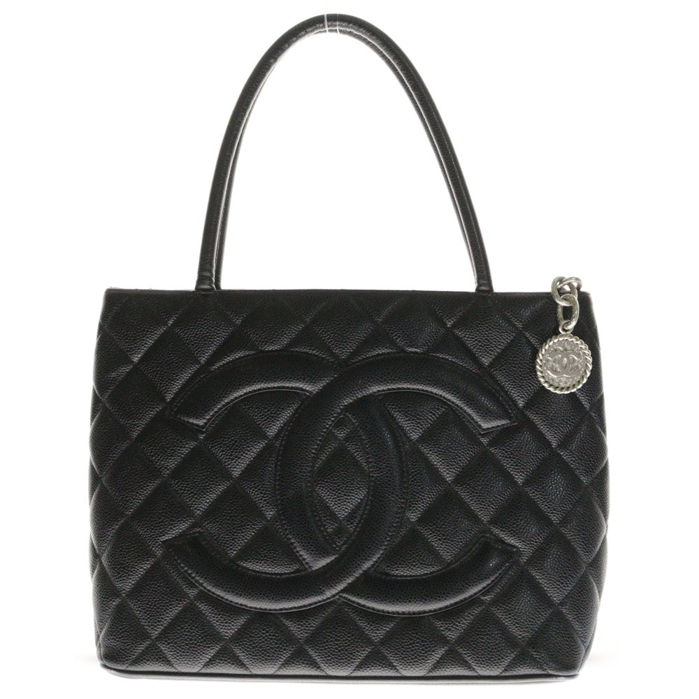 CHANEL(シャネル) 復刻 ココマーク ロゴチャーム キャビアスキン レザー トートバッグ ブラック A01804 7番台