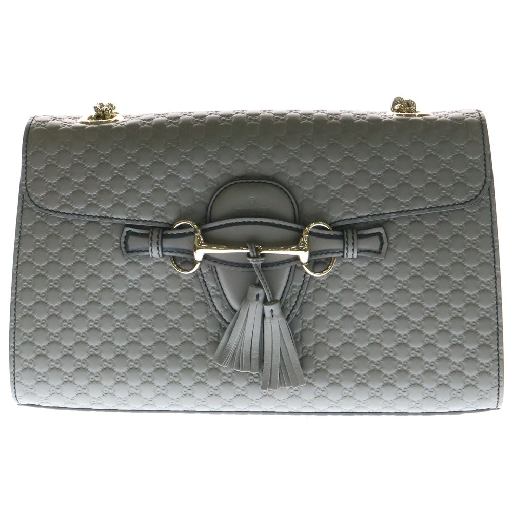 GUCCI(グッチ) グッチシマ エミリー チェーン ショルダーバッグ グレー レザー 449635