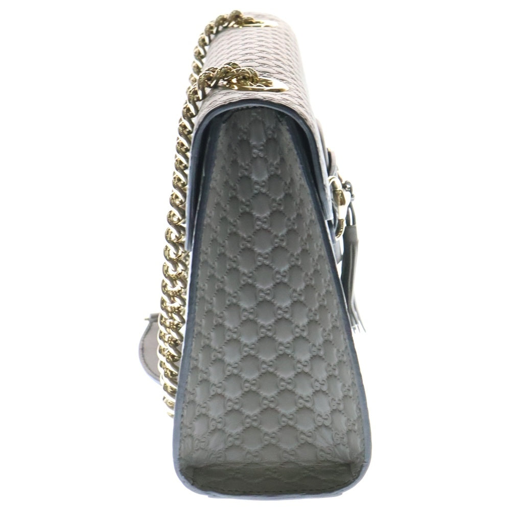 GUCCI(グッチ) グッチシマ エミリー チェーン ショルダーバッグ グレー レザー 449635
