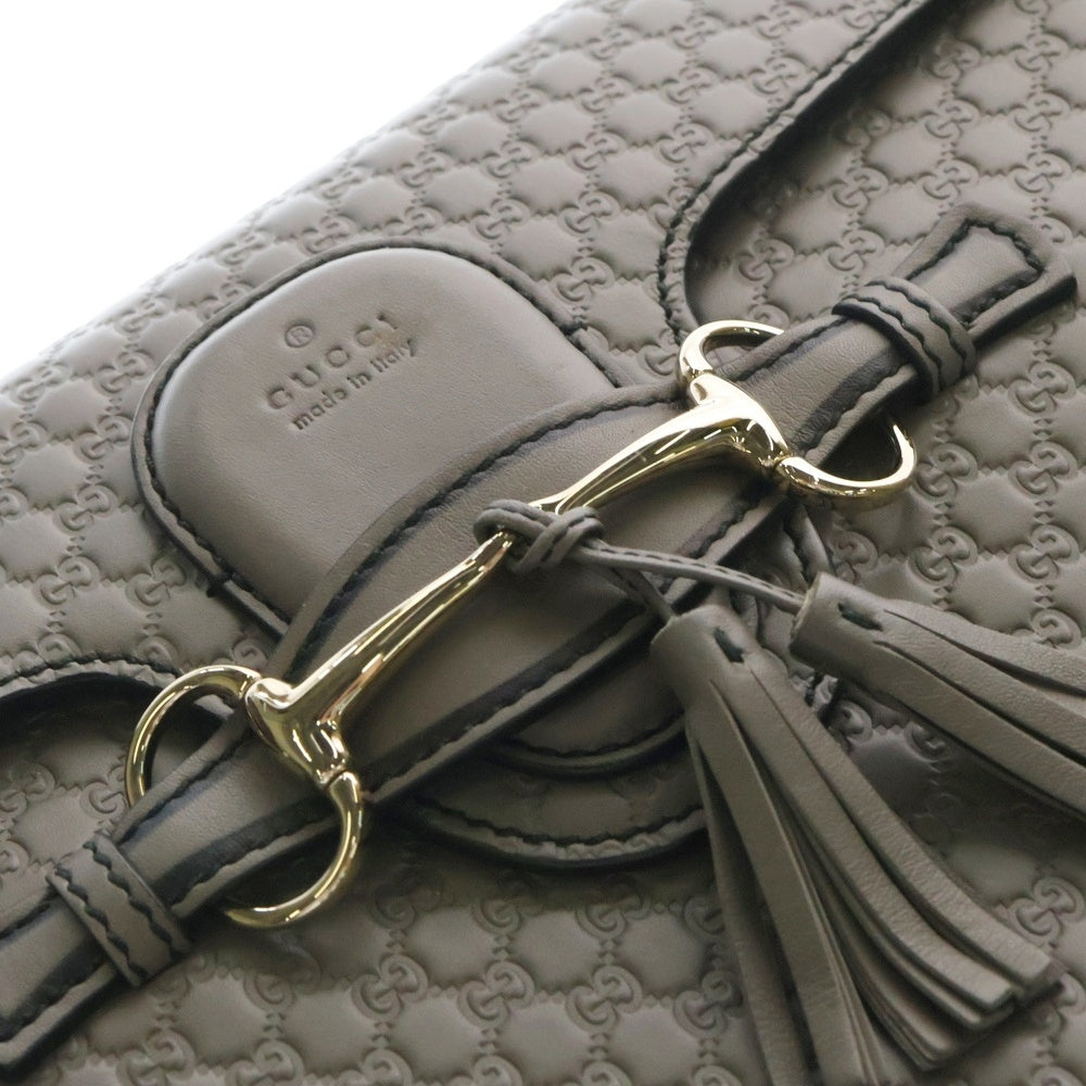 GUCCI(グッチ) グッチシマ エミリー チェーン ショルダーバッグ グレー レザー 449635