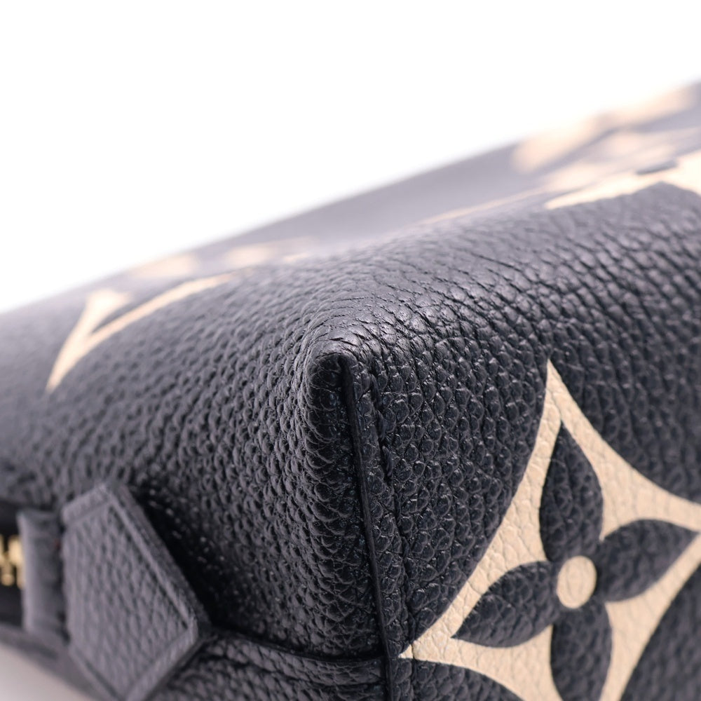 LOUIS VUITTON(ルイヴィトン) モノグラムアンプラント ポシェットコスメティック メイク ポーチ ケース 収納 ブラック×アイボリー ゴールド金具 レザー M59086