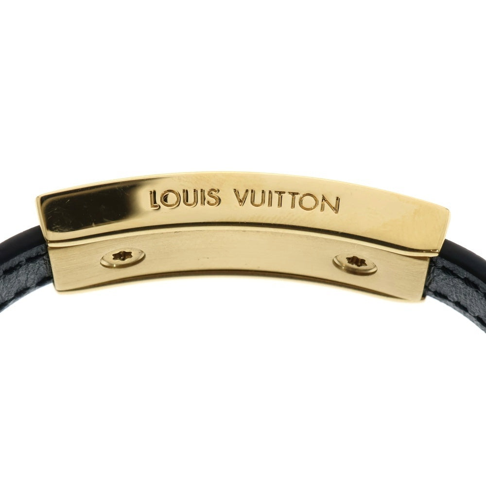LOUIS VUITTON(ルイヴィトン) ナノグラム ブレスレット ブラック×ゴールド GP×レザー M8676Z