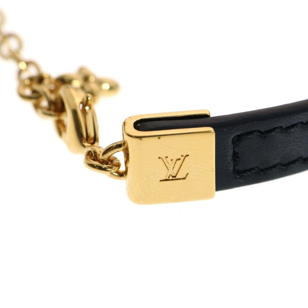 LOUIS VUITTON(ルイヴィトン) ナノグラム ブレスレット ブラック×ゴールド GP×レザー M8676Z