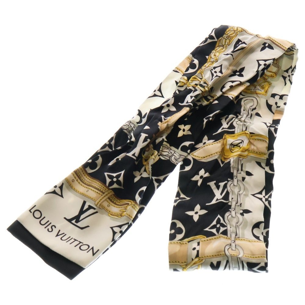 LOUIS VUITTON(ルイヴィトン) バンドー・モノグラム コンフィデンシャル S00 ツイリー スカーフ ブラック×ホワイト シルク M78656