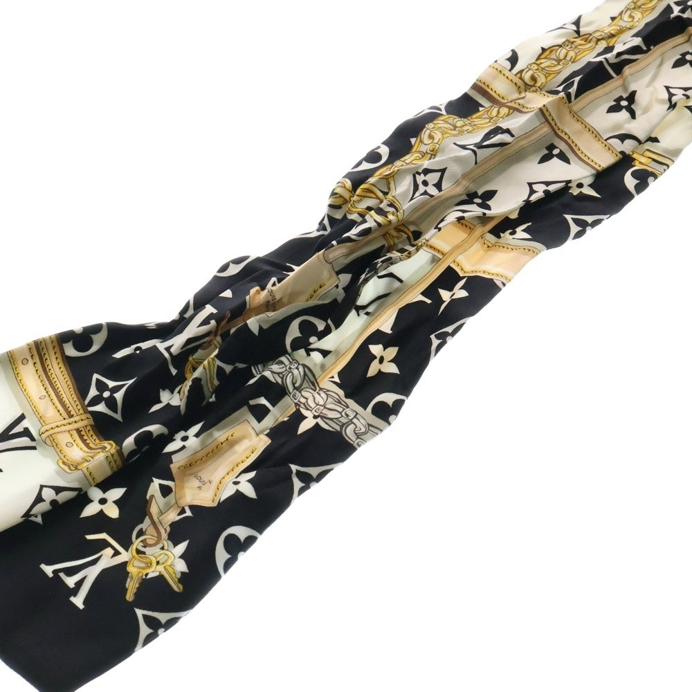 LOUIS VUITTON(ルイヴィトン) バンドー・モノグラム コンフィデンシャル S00 ツイリー スカーフ ブラック×ホワイト シルク M78656
