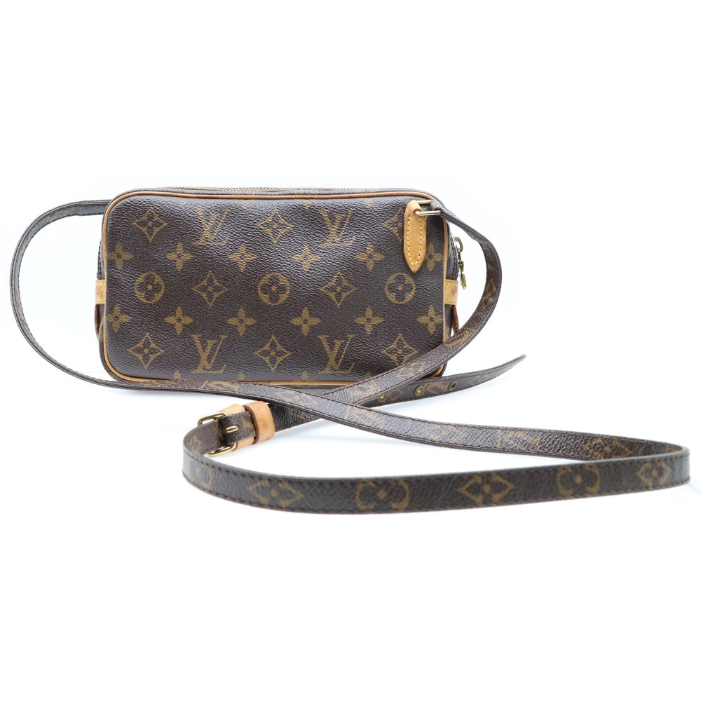 LOUIS VUITTON(ルイヴィトン) モノグラム ポシェット・マルリーバンドリエール ショルダーバッグ ミニバッグ ブラウン ゴールド金具 レザー×PVC M51828
